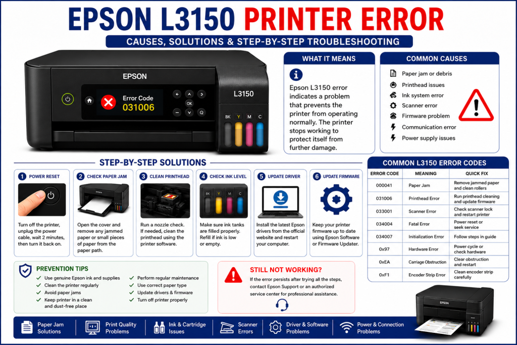 Epson L3150 printer error